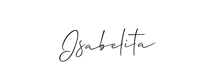 The best way (Allison_Script) to make a short signature is to pick only two or three words in your name. The name Isabelita include a total of six letters. For converting this name. Isabelita signature style 2 images and pictures png