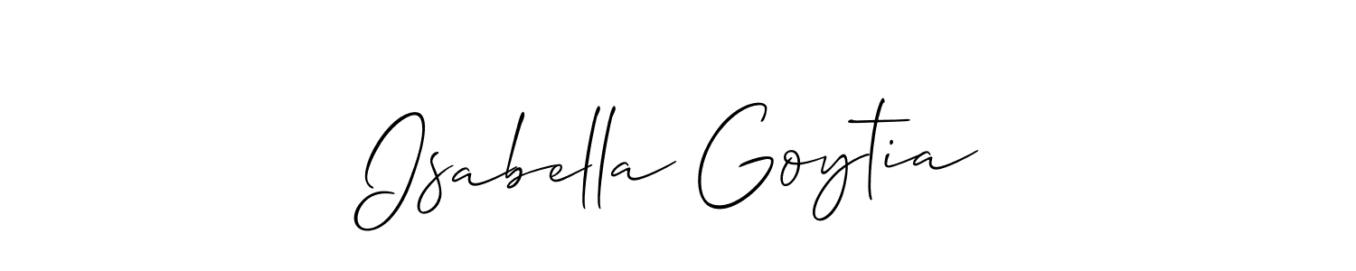 It looks lik you need a new signature style for name Isabella Goytia. Design unique handwritten (Allison_Script) signature with our free signature maker in just a few clicks. Isabella Goytia signature style 2 images and pictures png