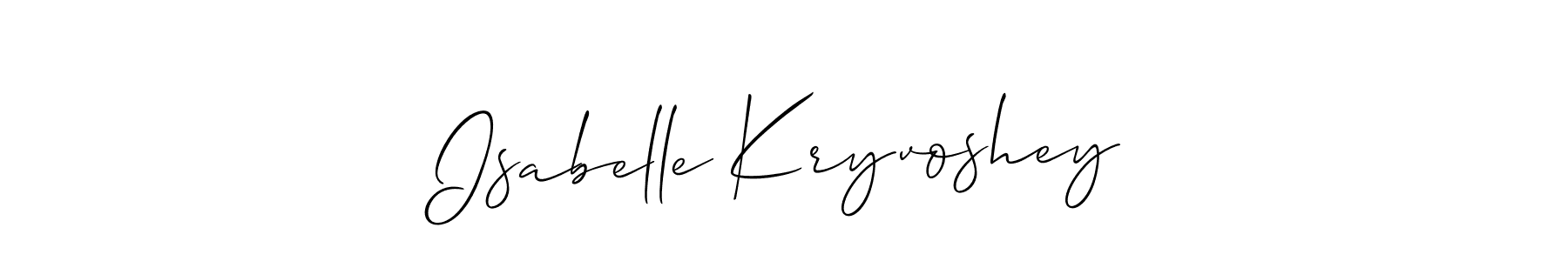 This is the best signature style for the Isabelle Kryvoshey name. Also you like these signature font (Allison_Script). Mix name signature. Isabelle Kryvoshey signature style 2 images and pictures png