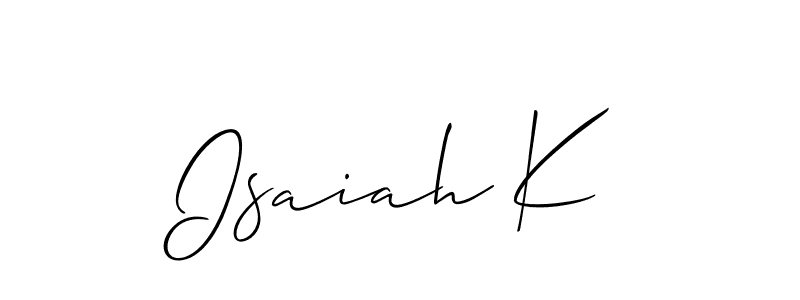 How to make Isaiah K signature? Allison_Script is a professional autograph style. Create handwritten signature for Isaiah K name. Isaiah K signature style 2 images and pictures png