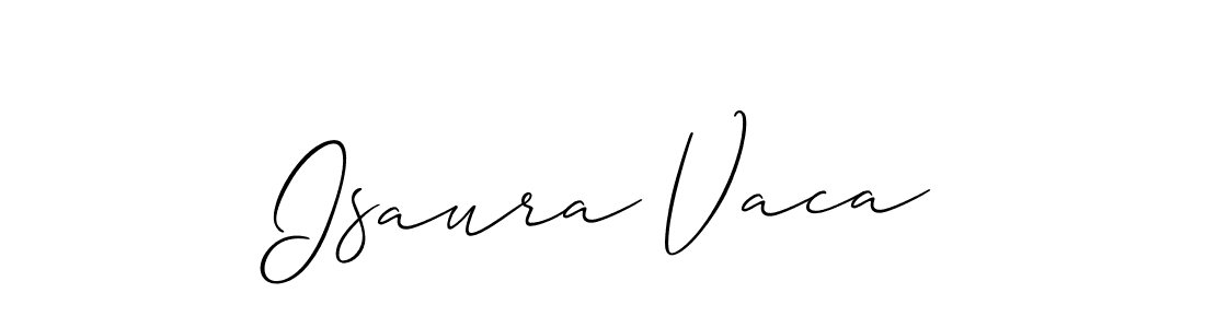 The best way (Allison_Script) to make a short signature is to pick only two or three words in your name. The name Isaura Vaca include a total of six letters. For converting this name. Isaura Vaca signature style 2 images and pictures png