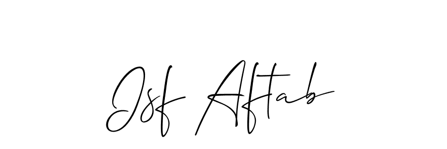 Also You can easily find your signature by using the search form. We will create Isf Aftab name handwritten signature images for you free of cost using Allison_Script sign style. Isf Aftab signature style 2 images and pictures png
