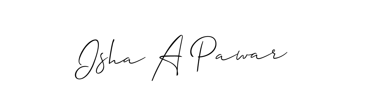 Also we have Isha A Pawar name is the best signature style. Create professional handwritten signature collection using Allison_Script autograph style. Isha A Pawar signature style 2 images and pictures png