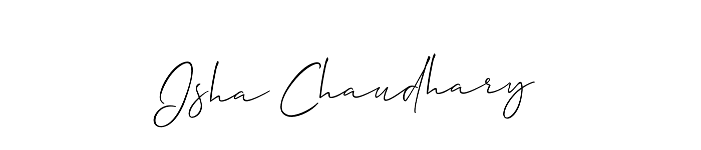 Use a signature maker to create a handwritten signature online. With this signature software, you can design (Allison_Script) your own signature for name Isha Chaudhary. Isha Chaudhary signature style 2 images and pictures png