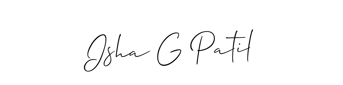You should practise on your own different ways (Allison_Script) to write your name (Isha G Patil) in signature. don't let someone else do it for you. Isha G Patil signature style 2 images and pictures png