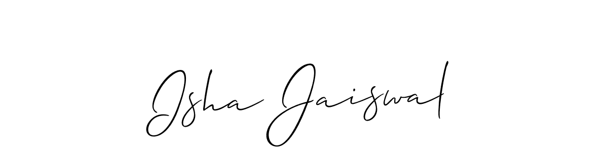The best way (Allison_Script) to make a short signature is to pick only two or three words in your name. The name Isha Jaiswal include a total of six letters. For converting this name. Isha Jaiswal signature style 2 images and pictures png