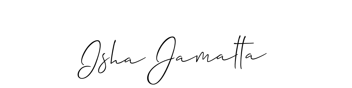 Make a short Isha Jamalta signature style. Manage your documents anywhere anytime using Allison_Script. Create and add eSignatures, submit forms, share and send files easily. Isha Jamalta signature style 2 images and pictures png