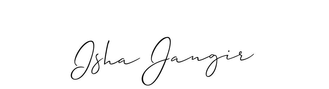 Make a beautiful signature design for name Isha Jangir. With this signature (Allison_Script) style, you can create a handwritten signature for free. Isha Jangir signature style 2 images and pictures png
