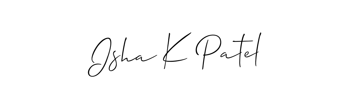 if you are searching for the best signature style for your name Isha K Patel. so please give up your signature search. here we have designed multiple signature styles  using Allison_Script. Isha K Patel signature style 2 images and pictures png