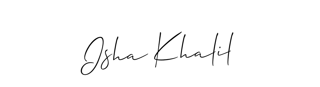 You should practise on your own different ways (Allison_Script) to write your name (Isha Khalil) in signature. don't let someone else do it for you. Isha Khalil signature style 2 images and pictures png