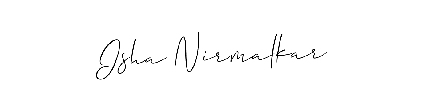 It looks lik you need a new signature style for name Isha Nirmalkar. Design unique handwritten (Allison_Script) signature with our free signature maker in just a few clicks. Isha Nirmalkar signature style 2 images and pictures png
