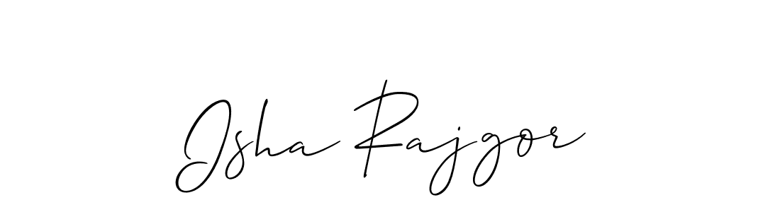 How to make Isha Rajgor name signature. Use Allison_Script style for creating short signs online. This is the latest handwritten sign. Isha Rajgor signature style 2 images and pictures png