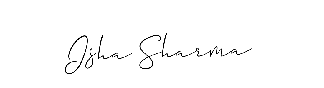 The best way (Allison_Script) to make a short signature is to pick only two or three words in your name. The name Isha Sharma include a total of six letters. For converting this name. Isha Sharma signature style 2 images and pictures png
