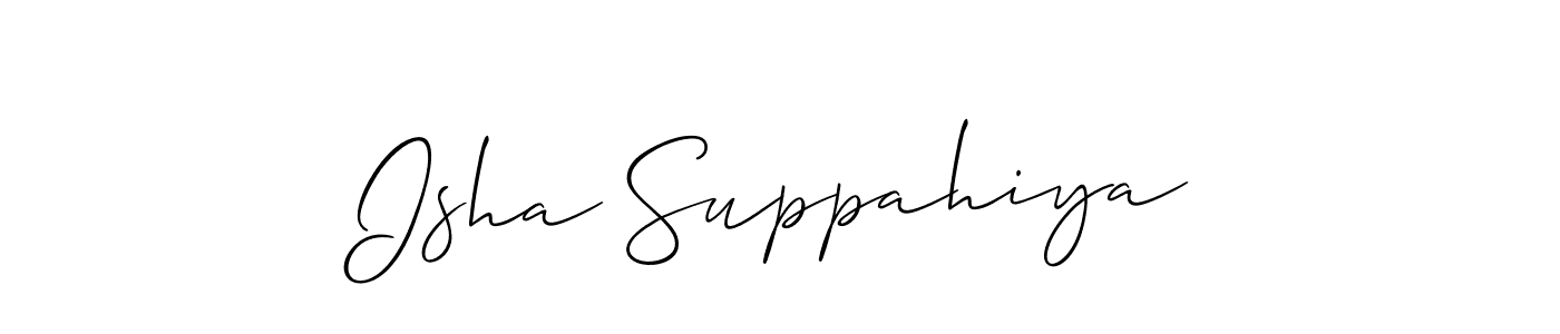 The best way (Allison_Script) to make a short signature is to pick only two or three words in your name. The name Isha Suppahiya include a total of six letters. For converting this name. Isha Suppahiya signature style 2 images and pictures png