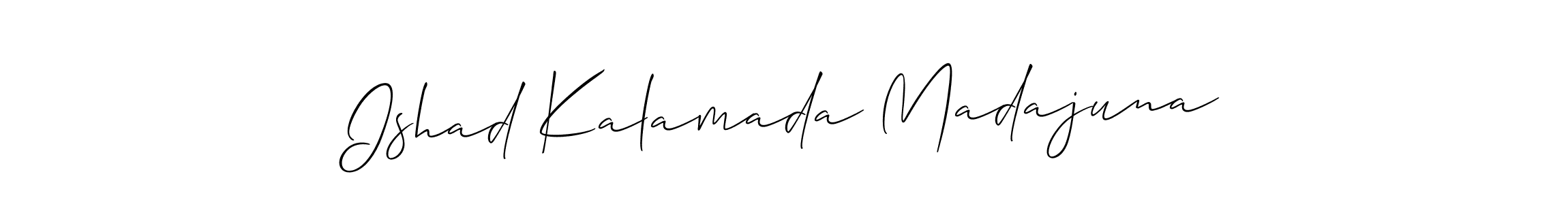 How to Draw Ishad Kalamada Madajuna signature style? Allison_Script is a latest design signature styles for name Ishad Kalamada Madajuna. Ishad Kalamada Madajuna signature style 2 images and pictures png