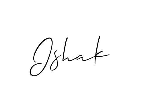 Make a beautiful signature design for name Ishak. With this signature (Allison_Script) style, you can create a handwritten signature for free. Ishak signature style 2 images and pictures png