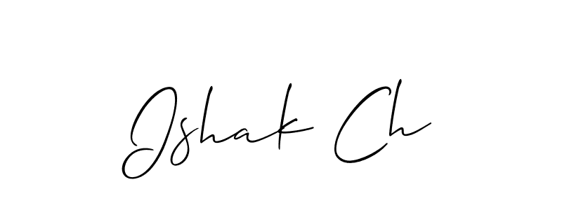 How to make Ishak Ch name signature. Use Allison_Script style for creating short signs online. This is the latest handwritten sign. Ishak Ch signature style 2 images and pictures png