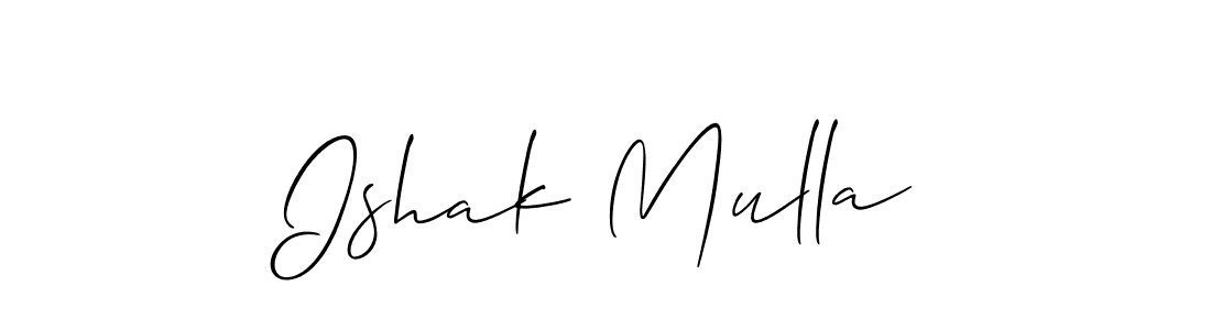 Create a beautiful signature design for name Ishak Mulla. With this signature (Allison_Script) fonts, you can make a handwritten signature for free. Ishak Mulla signature style 2 images and pictures png
