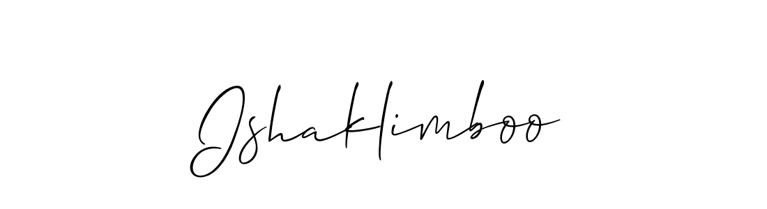 The best way (Allison_Script) to make a short signature is to pick only two or three words in your name. The name Ishaklimboo include a total of six letters. For converting this name. Ishaklimboo signature style 2 images and pictures png