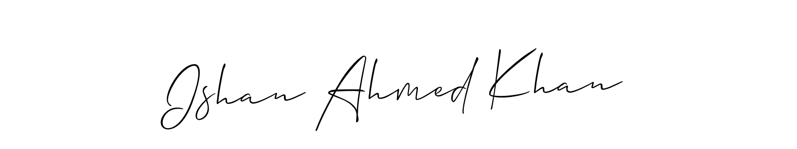 Allison_Script is a professional signature style that is perfect for those who want to add a touch of class to their signature. It is also a great choice for those who want to make their signature more unique. Get Ishan Ahmed Khan name to fancy signature for free. Ishan Ahmed Khan signature style 2 images and pictures png