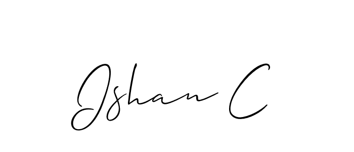 The best way (Allison_Script) to make a short signature is to pick only two or three words in your name. The name Ishan C include a total of six letters. For converting this name. Ishan C signature style 2 images and pictures png