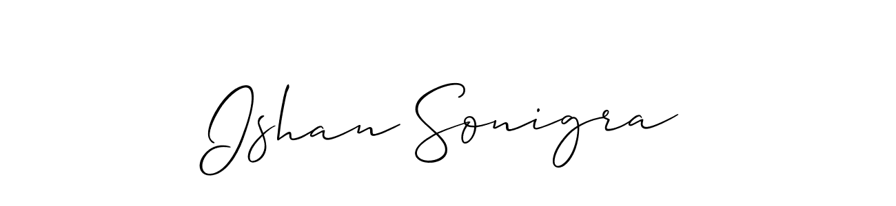 How to make Ishan Sonigra signature? Allison_Script is a professional autograph style. Create handwritten signature for Ishan Sonigra name. Ishan Sonigra signature style 2 images and pictures png