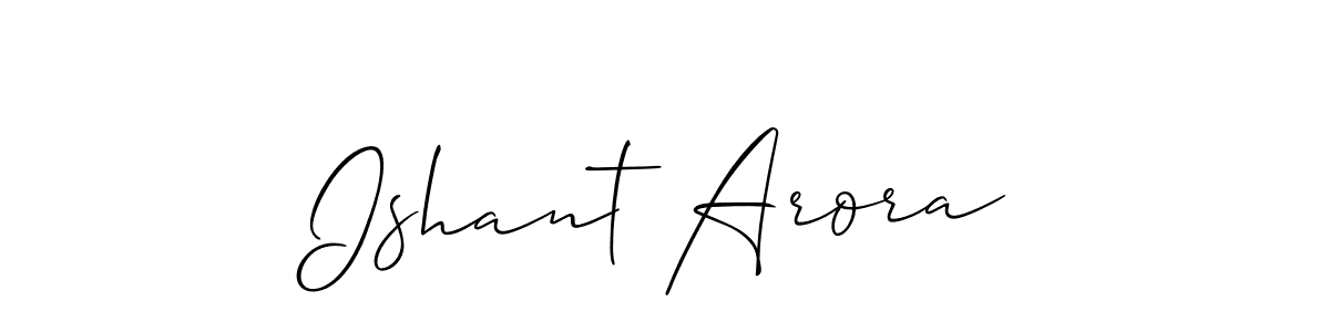 The best way (Allison_Script) to make a short signature is to pick only two or three words in your name. The name Ishant Arora include a total of six letters. For converting this name. Ishant Arora signature style 2 images and pictures png