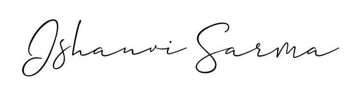 A stylish, flowing autograph style designed for name Ishanvi Sarma using Allison_Script typography. Perfect for digital creative projects. Ishanvi Sarma signature style 2 images and pictures png