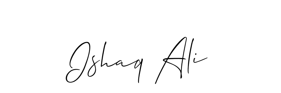 if you are searching for the best signature style for your name Ishaq Ali. so please give up your signature search. here we have designed multiple signature styles  using Allison_Script. Ishaq Ali signature style 2 images and pictures png