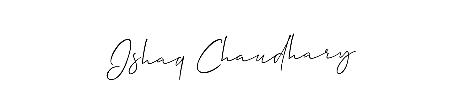 Allison_Script is a professional signature style that is perfect for those who want to add a touch of class to their signature. It is also a great choice for those who want to make their signature more unique. Get Ishaq Chaudhary name to fancy signature for free. Ishaq Chaudhary signature style 2 images and pictures png