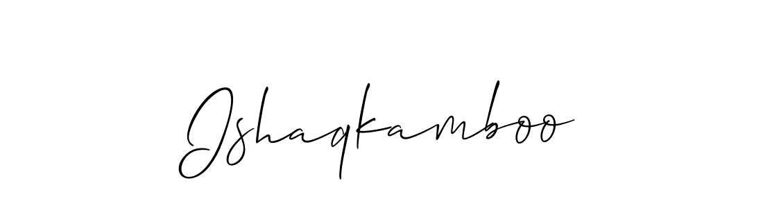 How to make Ishaqkamboo name signature. Use Allison_Script style for creating short signs online. This is the latest handwritten sign. Ishaqkamboo signature style 2 images and pictures png