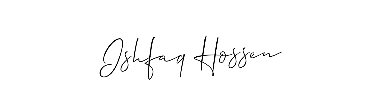 Make a short Ishfaq Hossen signature style. Manage your documents anywhere anytime using Allison_Script. Create and add eSignatures, submit forms, share and send files easily. Ishfaq Hossen signature style 2 images and pictures png