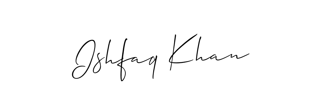 The best way (Allison_Script) to make a short signature is to pick only two or three words in your name. The name Ishfaq Khan include a total of six letters. For converting this name. Ishfaq Khan signature style 2 images and pictures png