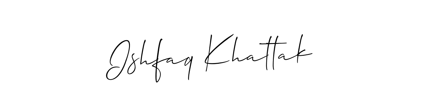 The best way (Allison_Script) to make a short signature is to pick only two or three words in your name. The name Ishfaq Khattak include a total of six letters. For converting this name. Ishfaq Khattak signature style 2 images and pictures png