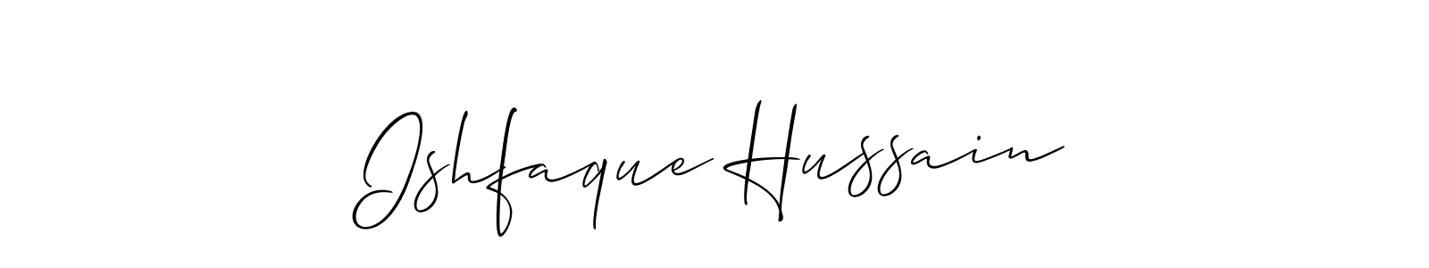 How to make Ishfaque Hussain name signature. Use Allison_Script style for creating short signs online. This is the latest handwritten sign. Ishfaque Hussain signature style 2 images and pictures png