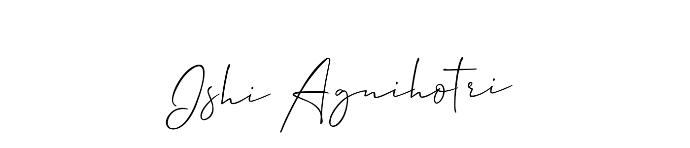 This is the best signature style for the Ishi Agnihotri name. Also you like these signature font (Allison_Script). Mix name signature. Ishi Agnihotri signature style 2 images and pictures png