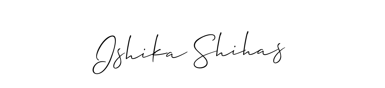 How to make Ishika Shihas name signature. Use Allison_Script style for creating short signs online. This is the latest handwritten sign. Ishika Shihas signature style 2 images and pictures png