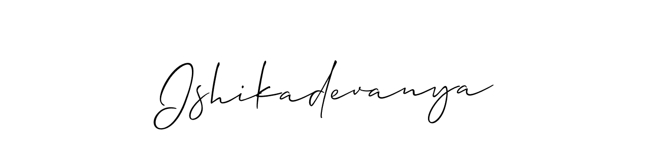 Use a signature maker to create a handwritten signature online. With this signature software, you can design (Allison_Script) your own signature for name Ishikadevanya. Ishikadevanya signature style 2 images and pictures png