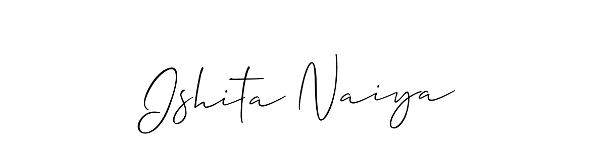 if you are searching for the best signature style for your name Ishita Naiya. so please give up your signature search. here we have designed multiple signature styles  using Allison_Script. Ishita Naiya signature style 2 images and pictures png