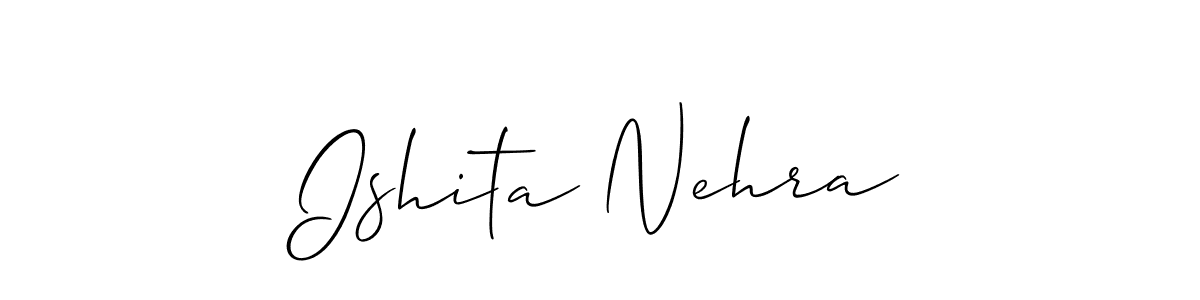 How to make Ishita Nehra name signature. Use Allison_Script style for creating short signs online. This is the latest handwritten sign. Ishita Nehra signature style 2 images and pictures png