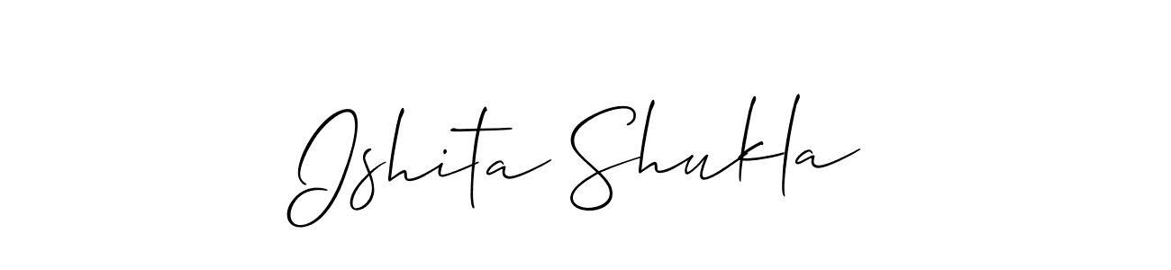 The best way (Allison_Script) to make a short signature is to pick only two or three words in your name. The name Ishita Shukla include a total of six letters. For converting this name. Ishita Shukla signature style 2 images and pictures png