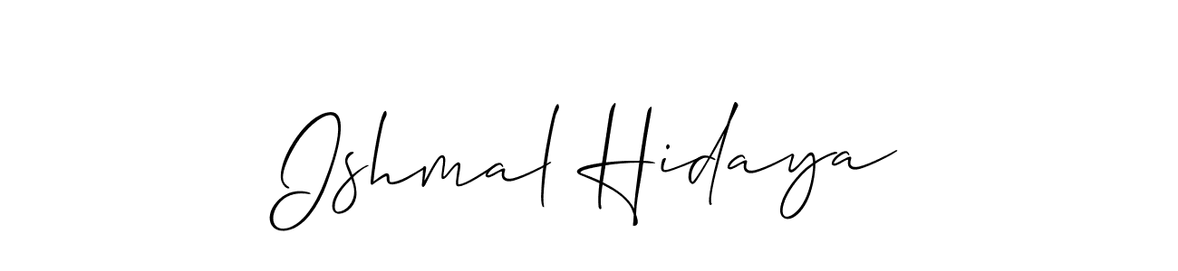 You should practise on your own different ways (Allison_Script) to write your name (Ishmal Hidaya) in signature. don't let someone else do it for you. Ishmal Hidaya signature style 2 images and pictures png