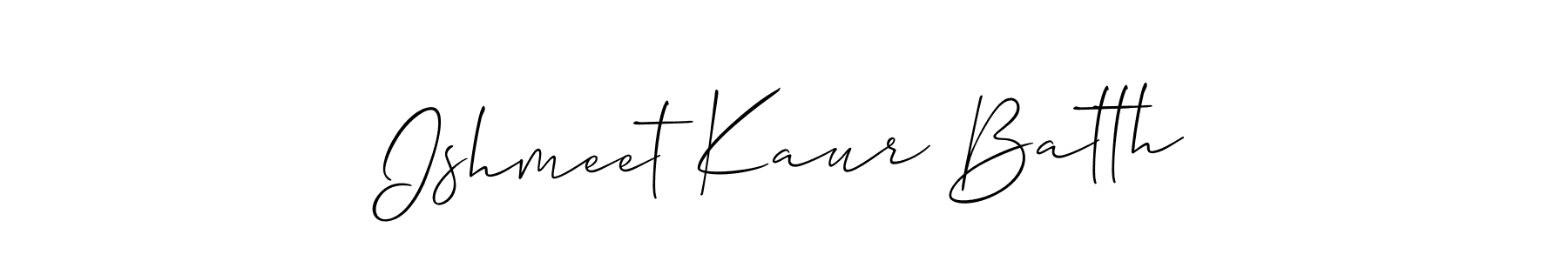 Create a beautiful signature design for name Ishmeet Kaur Batth. With this signature (Allison_Script) fonts, you can make a handwritten signature for free. Ishmeet Kaur Batth signature style 2 images and pictures png