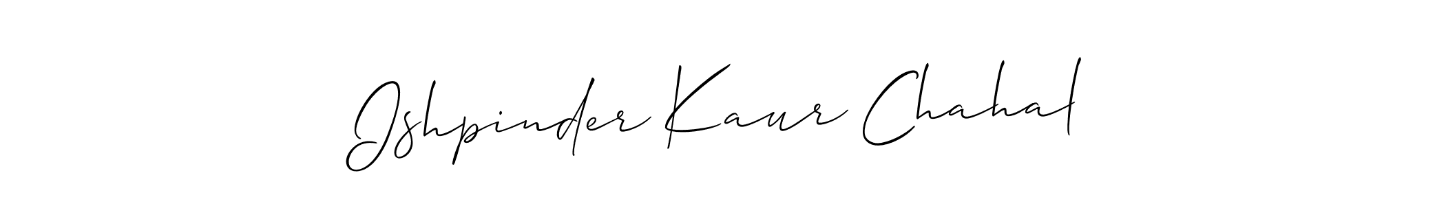 This is the best signature style for the Ishpinder Kaur Chahal name. Also you like these signature font (Allison_Script). Mix name signature. Ishpinder Kaur Chahal signature style 2 images and pictures png