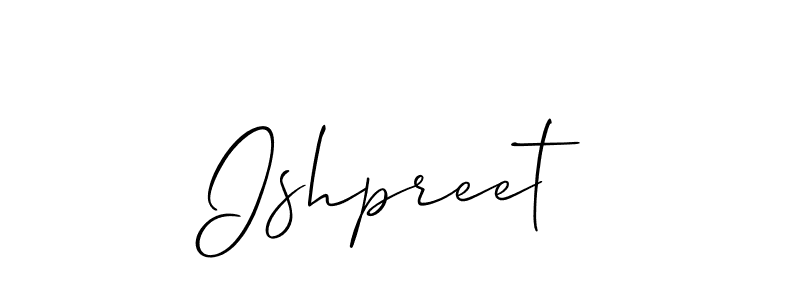 Make a beautiful signature design for name Ishpreet. With this signature (Allison_Script) style, you can create a handwritten signature for free. Ishpreet signature style 2 images and pictures png