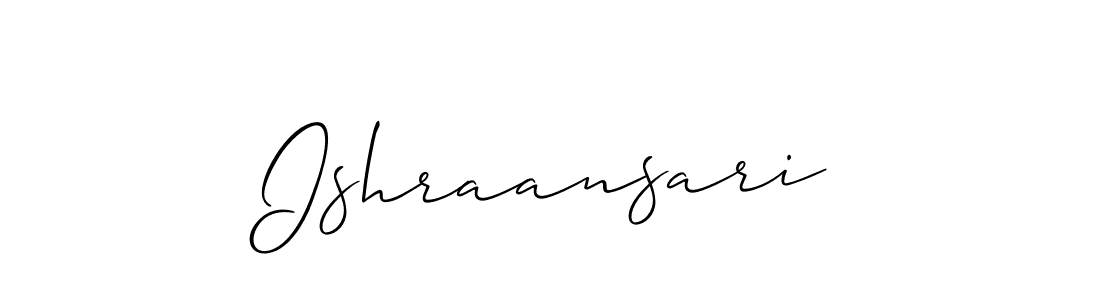 Use a signature maker to create a handwritten signature online. With this signature software, you can design (Allison_Script) your own signature for name Ishraansari. Ishraansari signature style 2 images and pictures png