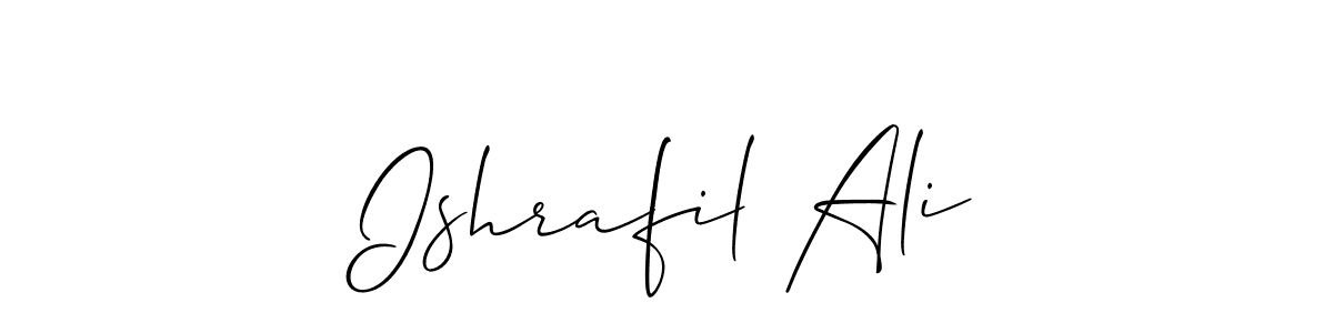 Make a beautiful signature design for name Ishrafil Ali. With this signature (Allison_Script) style, you can create a handwritten signature for free. Ishrafil Ali signature style 2 images and pictures png