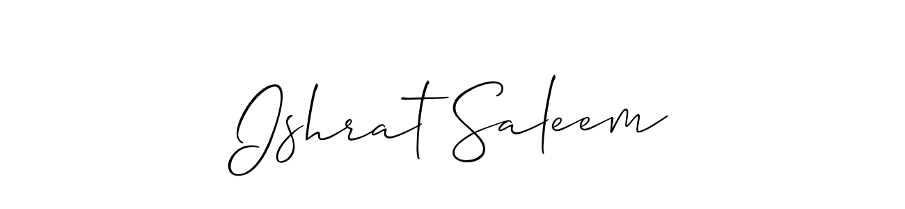 How to Draw Ishrat Saleem signature style? Allison_Script is a latest design signature styles for name Ishrat Saleem. Ishrat Saleem signature style 2 images and pictures png