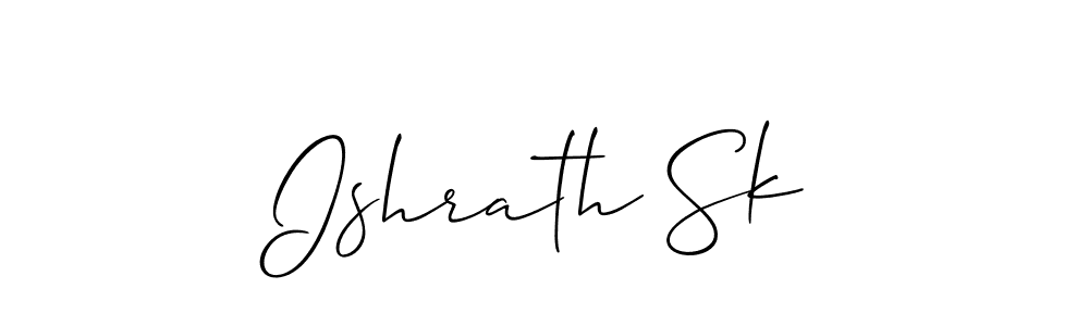 The best way (Allison_Script) to make a short signature is to pick only two or three words in your name. The name Ishrath Sk include a total of six letters. For converting this name. Ishrath Sk signature style 2 images and pictures png