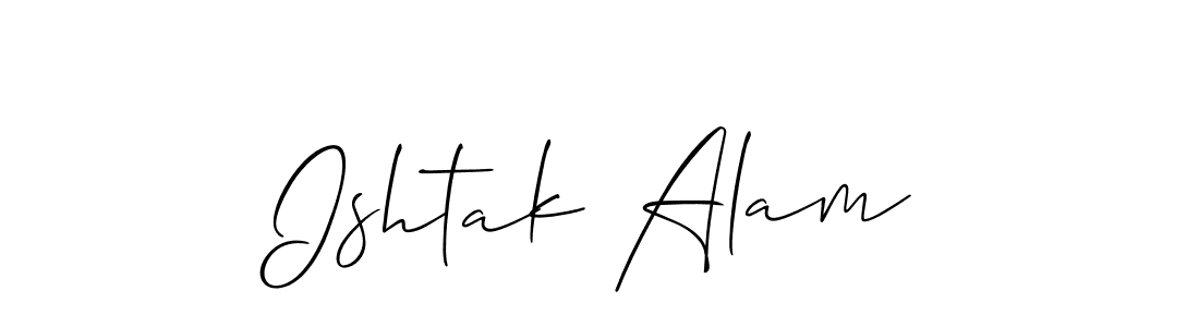Create a beautiful signature design for name Ishtak Alam. With this signature (Allison_Script) fonts, you can make a handwritten signature for free. Ishtak Alam signature style 2 images and pictures png